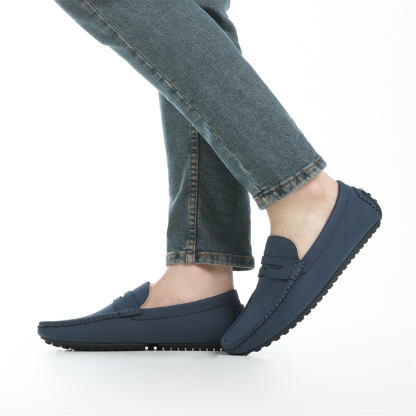 Men's Classic Moc Toe Suede Penny Loafers - DARK BLUE - 6